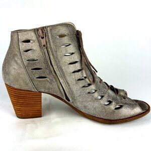 Paul Green Metallic Lace-Up Peep Toe Booties